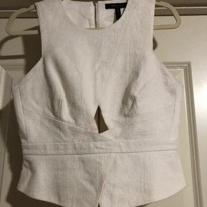 BCBG max azria cream peekaboo structured tank